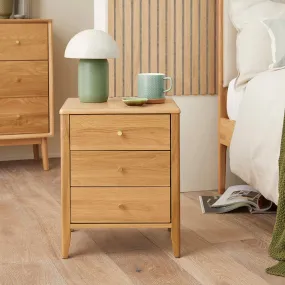 Wright Oak 3 Drawer Bedside Table