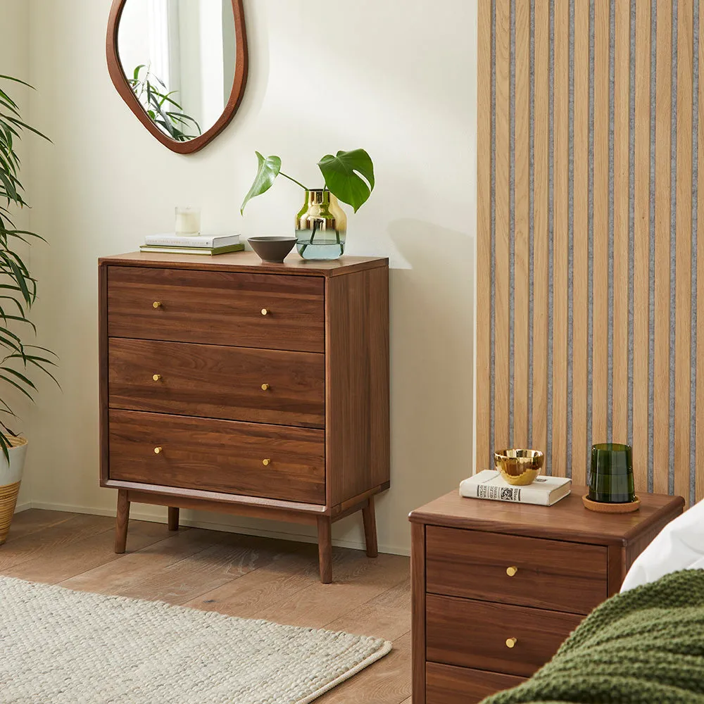 Wright Walnut Chest of 3 Drawers