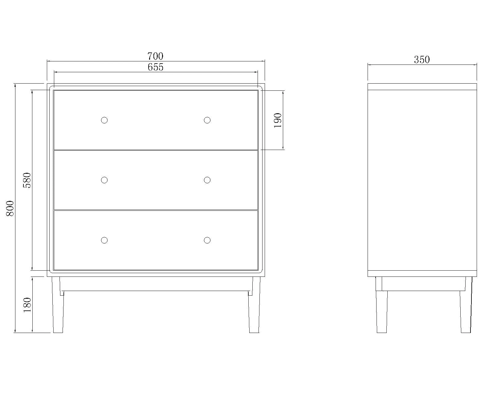 Wright Walnut Chest of 3 Drawers