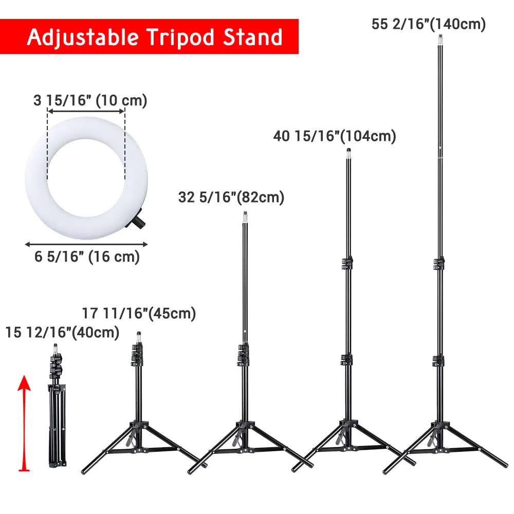 Yescom 7" Dual Ring Light Dimmable Selfie Mirror Phone Holder Remote